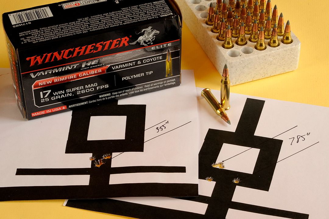 Shooting the gun proved it was very accurate. The target on the left measures .355 inch at 50 yards while the target on the right came in with five shots at .785 inch at 100 yards.